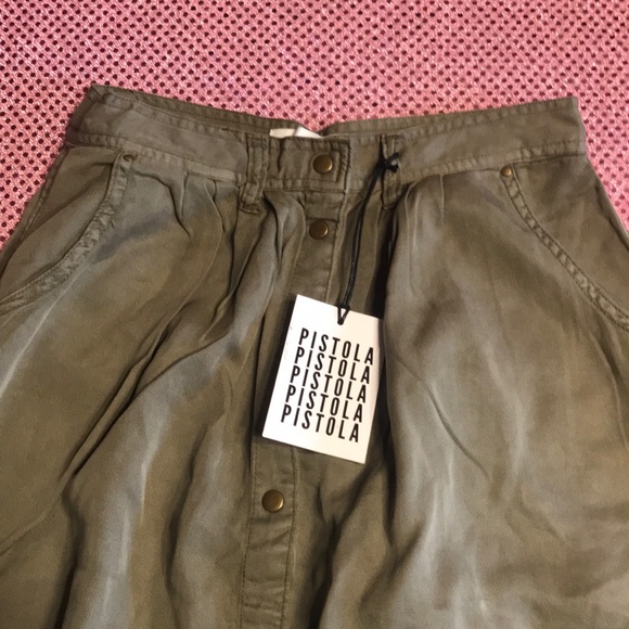 SOLD Pistola Green Button Front Long Maxi Skirt XS - Picture 4 of 7